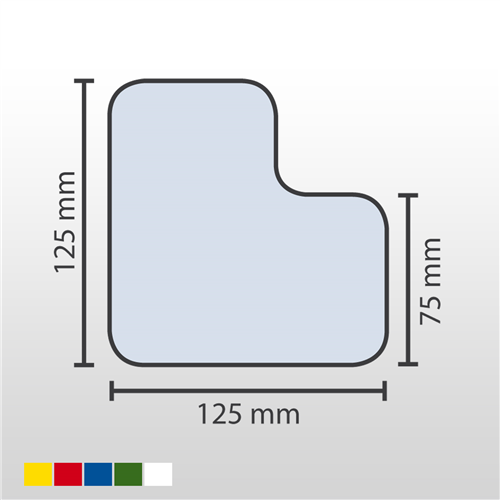 WT-5110 Padlójelölő elem ″L″ 75mm széles 125mm x 125mm  - sárga,piros,kék,zöld,fehér - 25 db/csomag