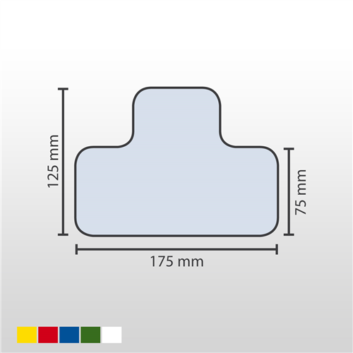 WT-5110 Padlójelölő elem ″T″ 75mm széles 125mm x 175mm - sárga,piros,kék,zöld,fehér - 25 db/csomag