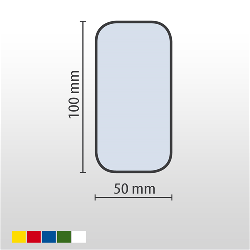 WT-5110 Padlójelölő elem ″egyenes″ 50mm széles 100mm hosszú - sárga,piros,kék,zöld,fehér - 25 db/csomag