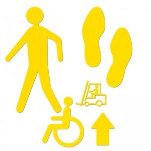Pictograms with anti slip surface - pedestrian - yellow